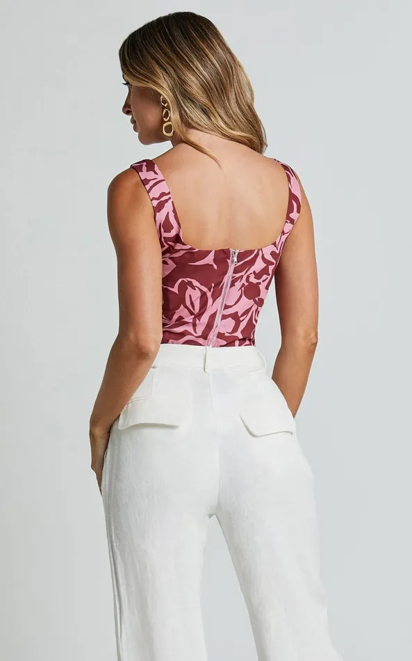 Showpo Lydie Top 8211 Panelled Corset Top In Whirlind Print Women Tops