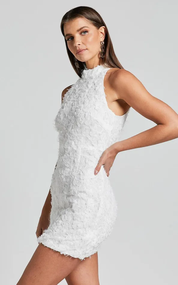 Showpo Lyra Mini Dress 8211 High Neck Bodycon In White Women Dresses