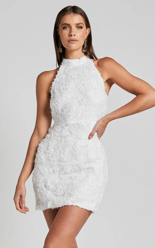 Showpo Lyra Mini Dress 8211 High Neck Bodycon In White Women Dresses