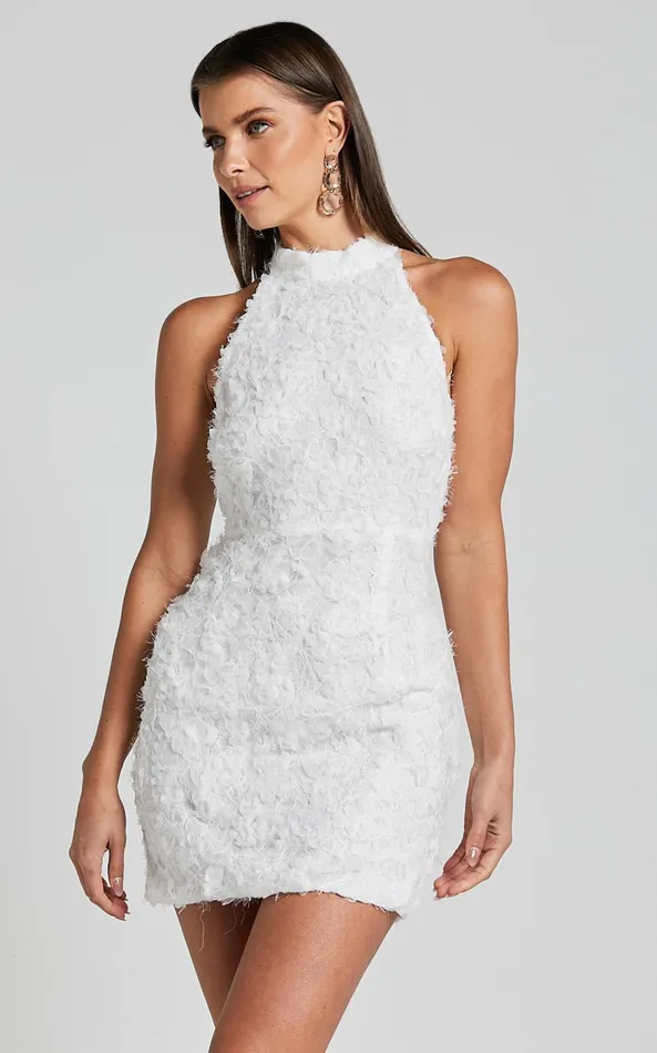 Showpo Lyra Mini Dress 8211 High Neck Bodycon In White Women Dresses