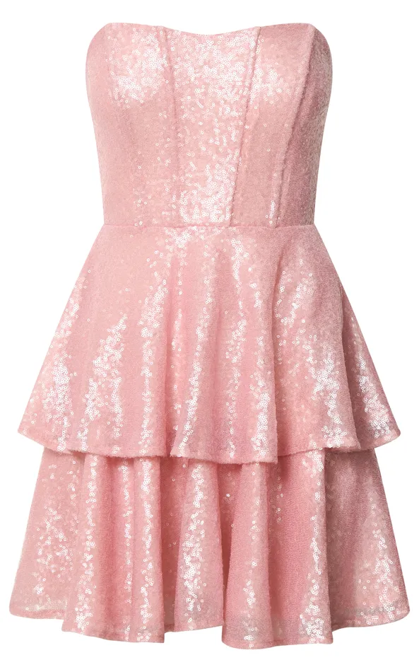 Showpo Mabel Mini Dress 8211 Strapless Sweetheart Neck Tiered In Pink Women Dresses