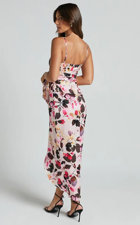 Showpo Maddison Midi Dress 8211 Strappy Wrap Dress In Rosalind Print Women Dresses