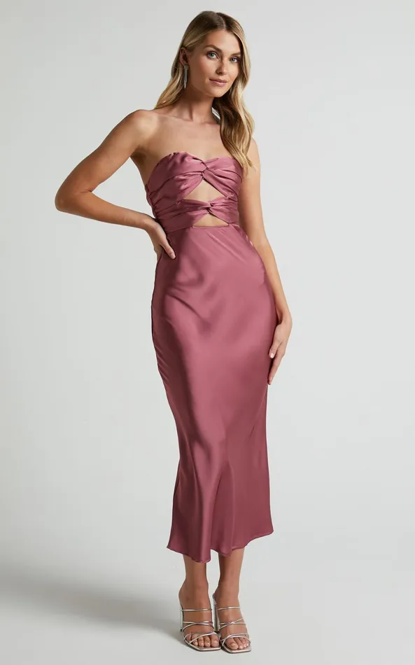 Showpo Madelynn Midi Dress 8211 Twist Front Satin Dress In Plum Women Dresses Showpo Madelynn Midi Dress 8211 Twist Front Satin Dress In Plum Women Dresses