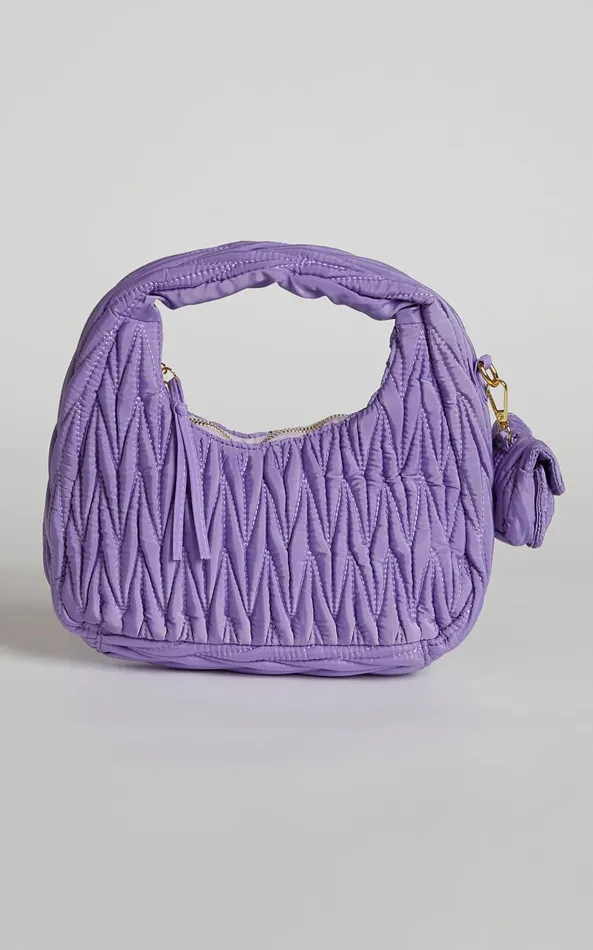 Showpo Madrid Quilted Shoulder Bag In Purple Women Bags