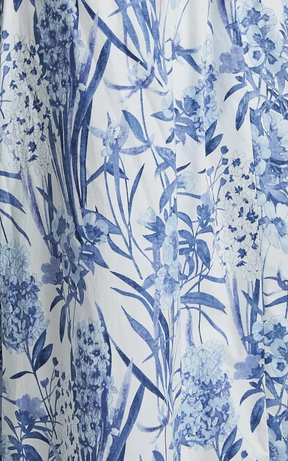 Showpo Maenerva Midi Dress 8211 Sleeveless Straight Neck Cut Out Dress In Blue Floral Women Dresses