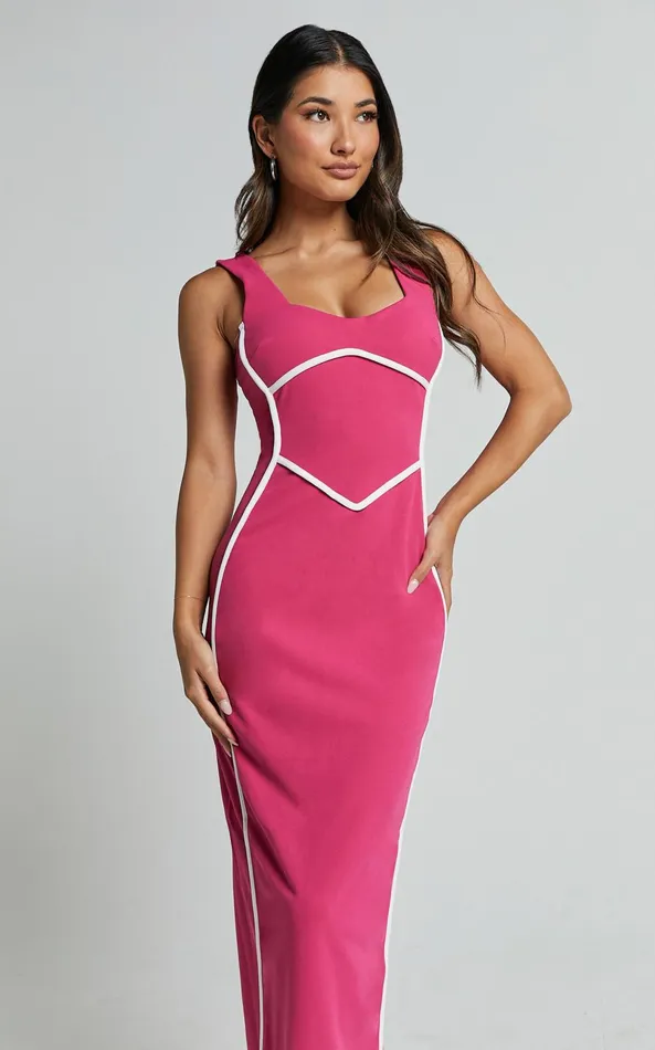 Showpo Magnolia Midi Dress 8211 Scoop Neck Bodycon Dress In Pink Women Dresses