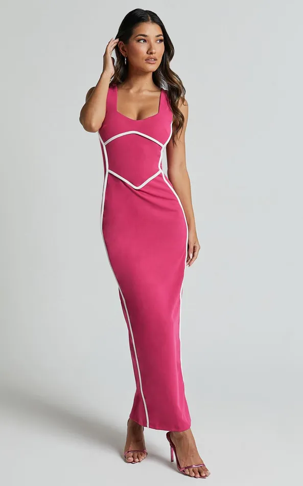 Showpo Magnolia Midi Dress 8211 Scoop Neck Bodycon Dress In Pink Women Dresses