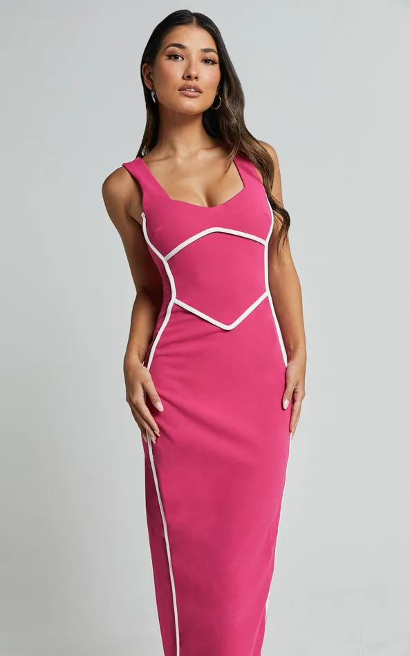 Showpo Magnolia Midi Dress 8211 Scoop Neck Bodycon Dress In Pink Women Dresses