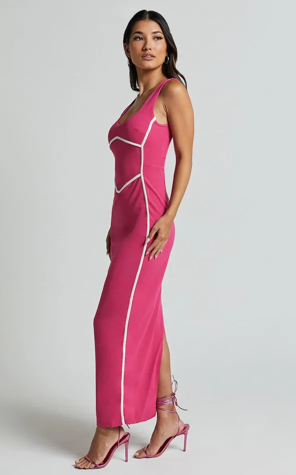 Showpo Magnolia Midi Dress 8211 Scoop Neck Bodycon Dress In Pink Women Dresses