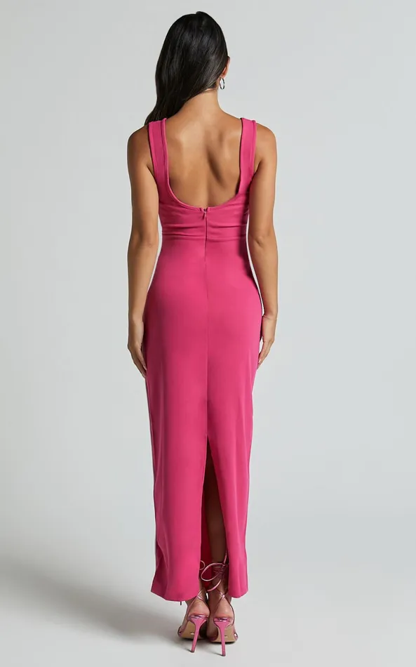 Showpo Magnolia Midi Dress 8211 Scoop Neck Bodycon Dress In Pink Women Dresses