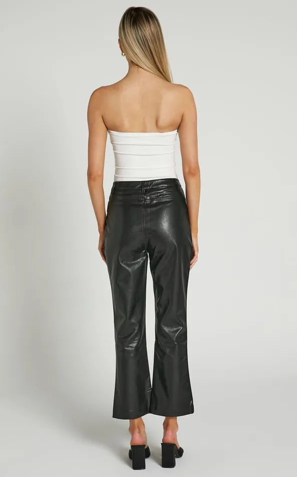 Showpo Maison Pant 8211 High Waisted Faux Leather Flare Pant In Black Women Pants