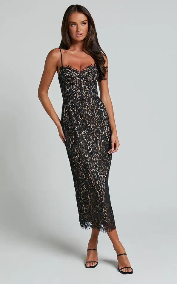 Showpo Makenzie Midi Dress 8211 Strappy Corset Lace Slip Dress In Black Women Dresses Showpo Makenzie Midi Dress 8211 Strappy Corset Lace Slip Dress In Black Women Dresses