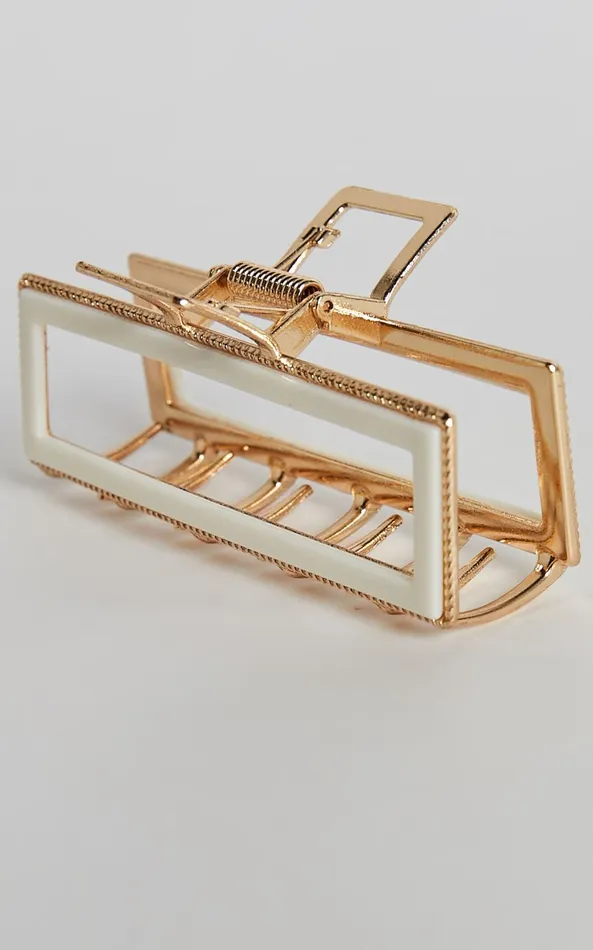 Showpo Mandy Hair Clip 8211 Metal Plastic Clip In White and Gold Women Hair