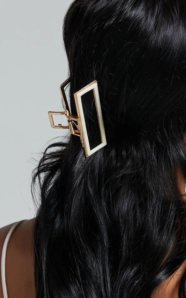 Showpo Mandy Hair Clip 8211 Metal Plastic Clip In White and Gold Women Hair