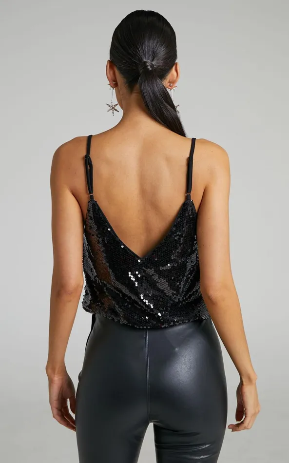 Showpo Manika Bodysuit 8211 Sequin Bodysuit In Black Women Curve Clothes