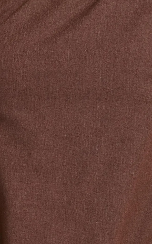 Showpo Mardelle Mini Dress 8211 Linen Look One Shoulder Shift Dress In Chocolate Women Dresses