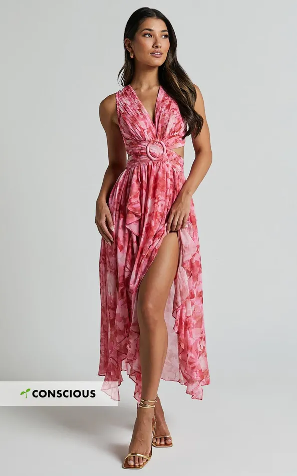 Showpo Marga Maxi Dress 8211 Plunge Ruffle Detail Cut Out Dress In Petal Paradise Women Dresses Showpo Marga Maxi Dress 8211 Plunge Ruffle Detail Cut Out Dress In Petal Paradise Women Dresses
