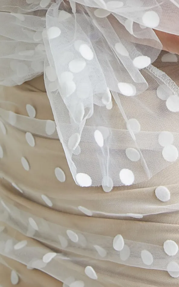 Showpo Margaux Mini Dress 8211 Mesh Spot Ruched Mini Dress In White Spot Women Dresses