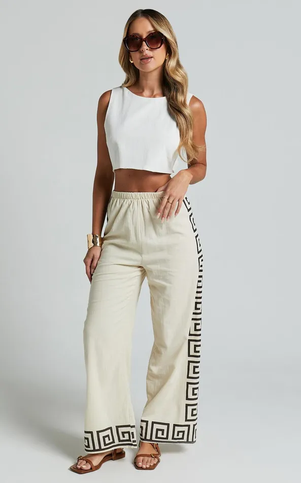 Showpo Marie Pants 8211 Elasticated Linen Look Pants In Beige Geo Women Pants Showpo Marie Pants 8211 Elasticated Linen Look Pants In Beige Geo Women Pants