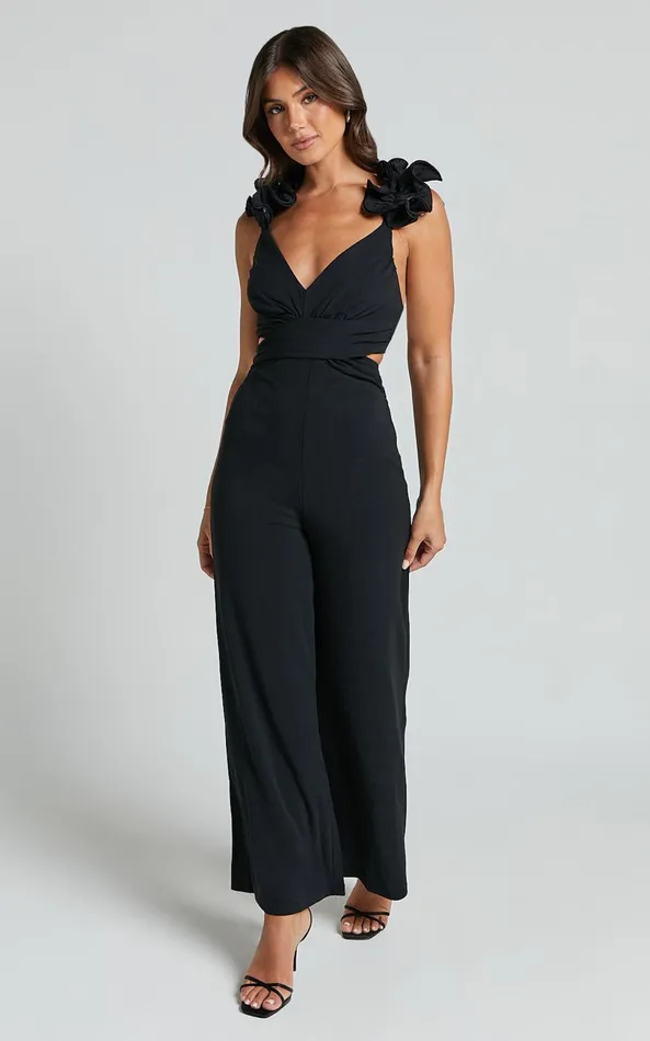 Showpo Marielly Jumpsuit 8211 Tie Back Jumpsuit With Ruffle Detail Sleeve In Black Women Jumpsuits Showpo Marielly Jumpsuit 8211 Tie Back Jumpsuit With Ruffle Detail Sleeve In Black Women Jumpsuits