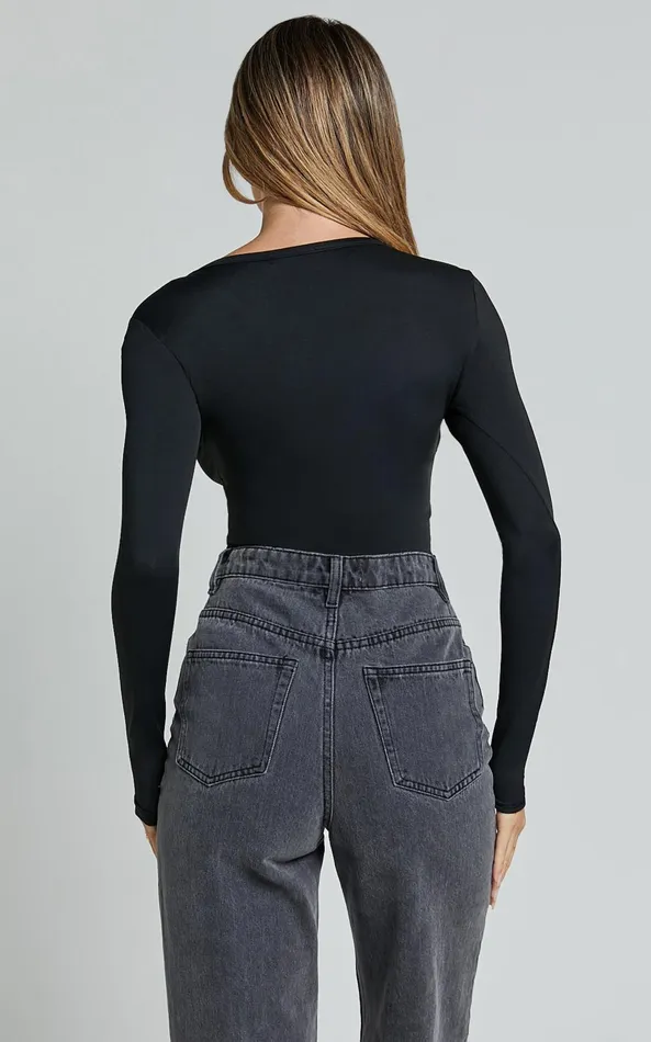 Showpo Marion Top 8211 Long Sleeve Ruched Top In Black Women Tops