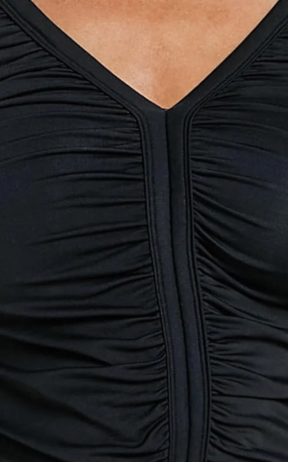 Showpo Marion Top 8211 Long Sleeve Ruched Top In Black Women Tops