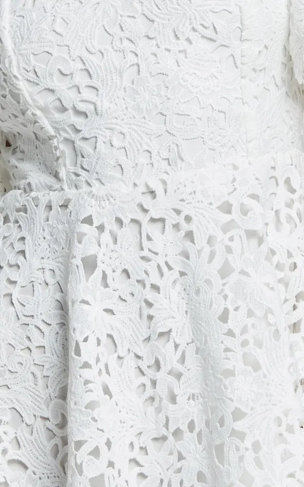 Showpo Marisole Mini Dress 8211 A Line Flutter Sleeve Lace Dress In White Women Dresses