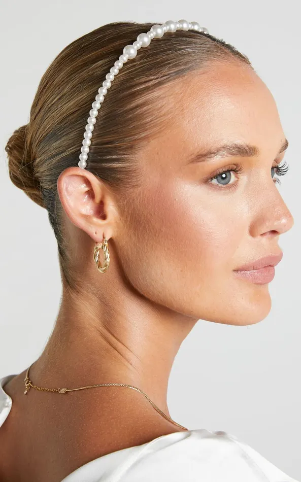 Showpo Marlina Pearl Headband In Pearl Women Hair