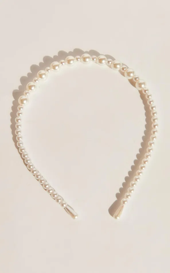 Showpo Marlina Pearl Headband In Pearl Women Hair