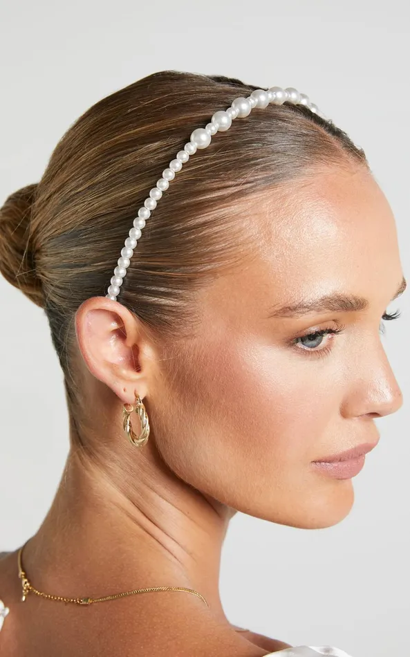 Showpo Marlina Pearl Headband In Pearl Women Hair