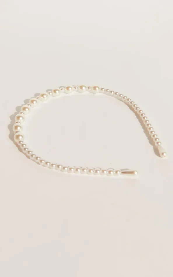 Showpo Marlina Pearl Headband In Pearl Women Hair