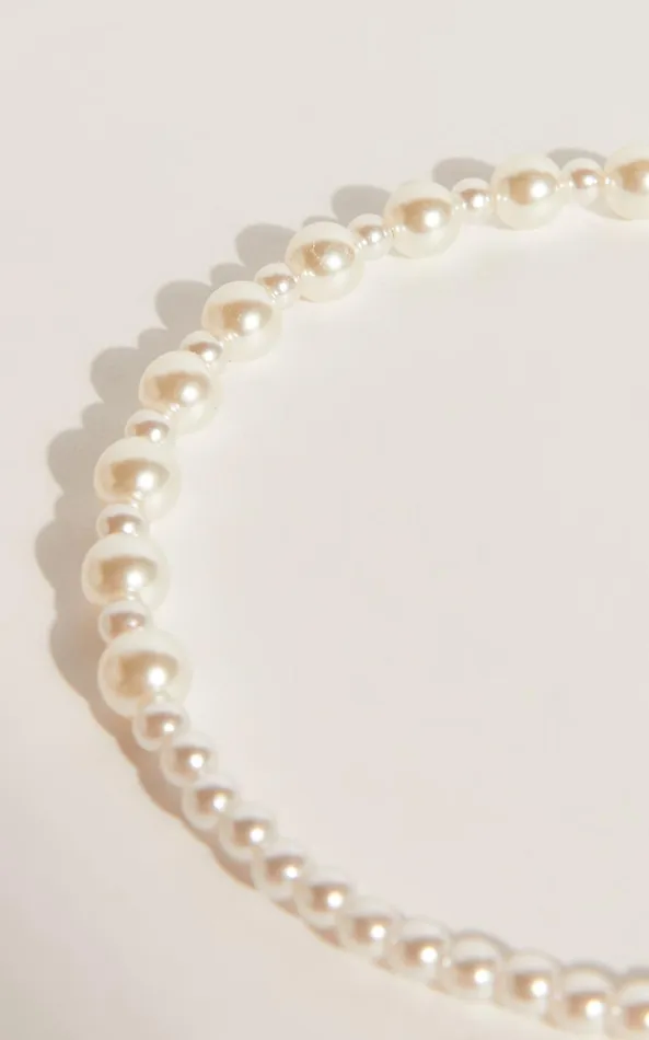 Showpo Marlina Pearl Headband In Pearl Women Hair