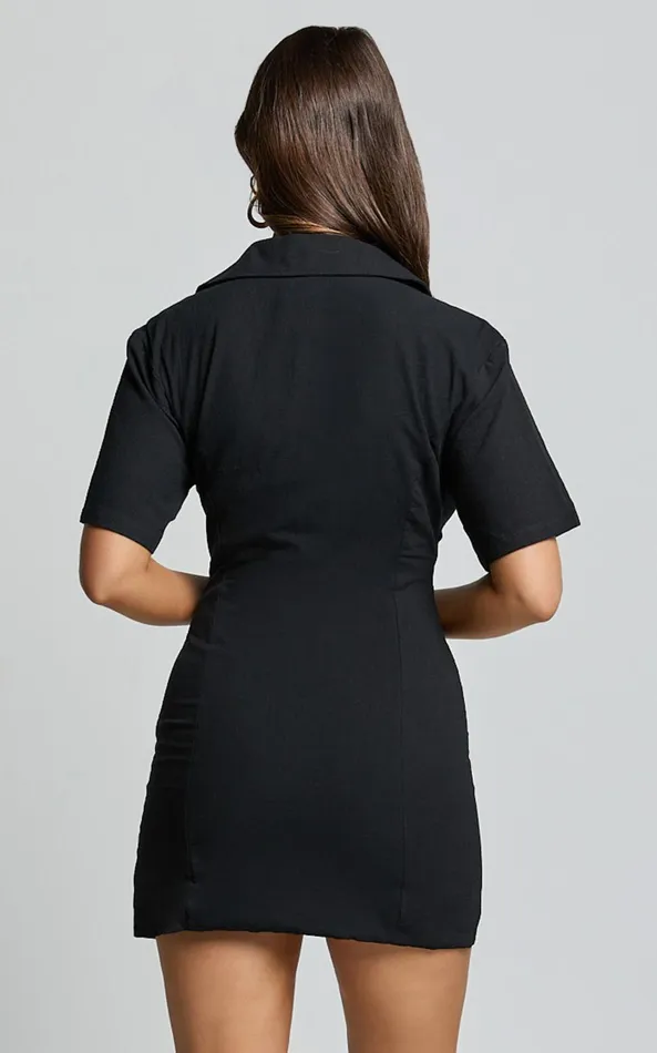 Showpo Marsha Mini Dress 8211 Cut Out Short Sleeve Dress In Black Women Curve Clothes
