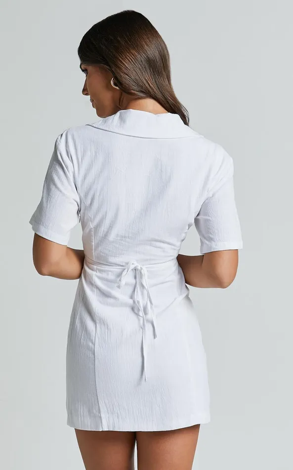 Showpo Marsha Mini Dress 8211 Cut Out Short Sleeve Dress In White Women Curve Clothes