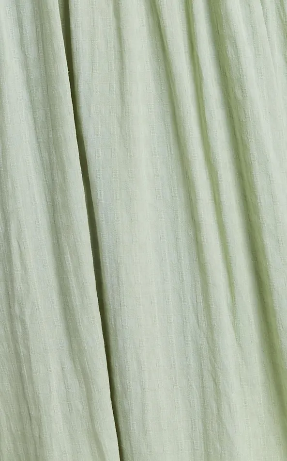 Showpo Matteo Midi Dress 8211 Deep V Neck Puff Sleeve Dress In Sage Women Dresses