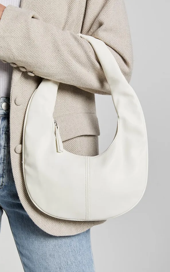 Showpo Melbourne Oval PU Shoulder Bag In White Women Bags