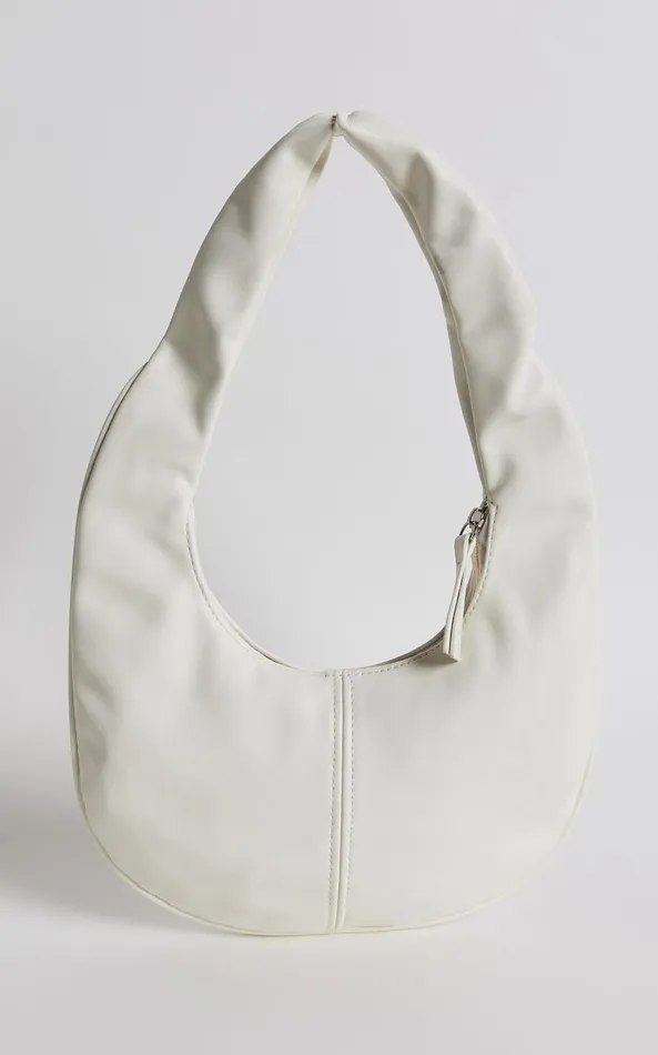 Showpo Melbourne Oval PU Shoulder Bag In White Women Bags