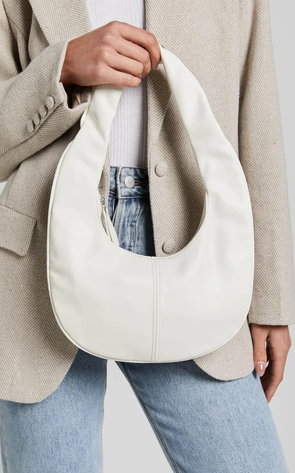 Showpo Melbourne Oval PU Shoulder Bag In White Women Bags