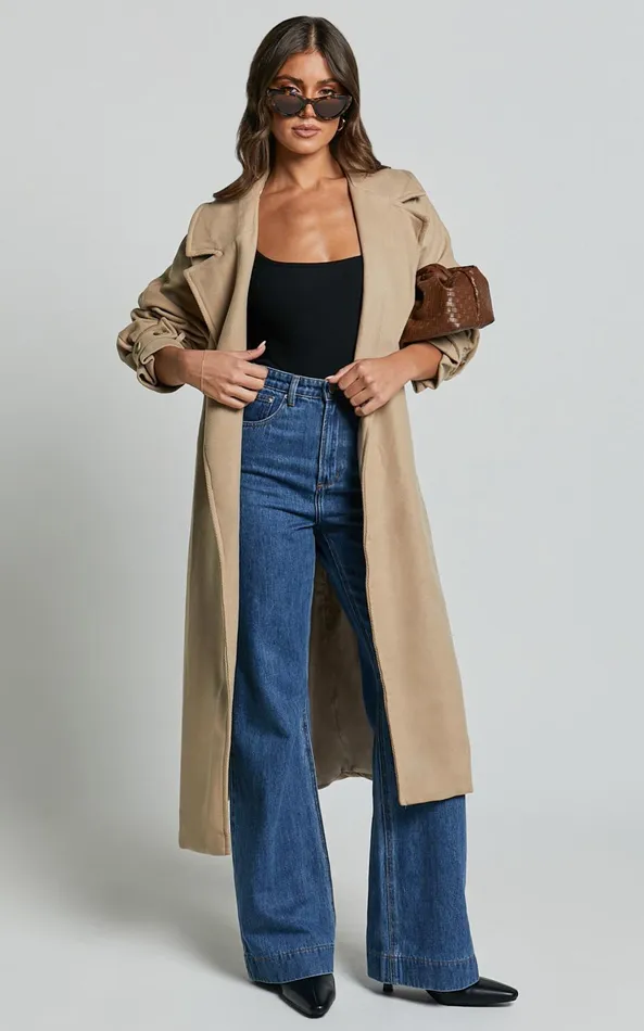 Showpo Mella Coat 8211 Belted Longline Coat In Camel Women Jackets and Coats