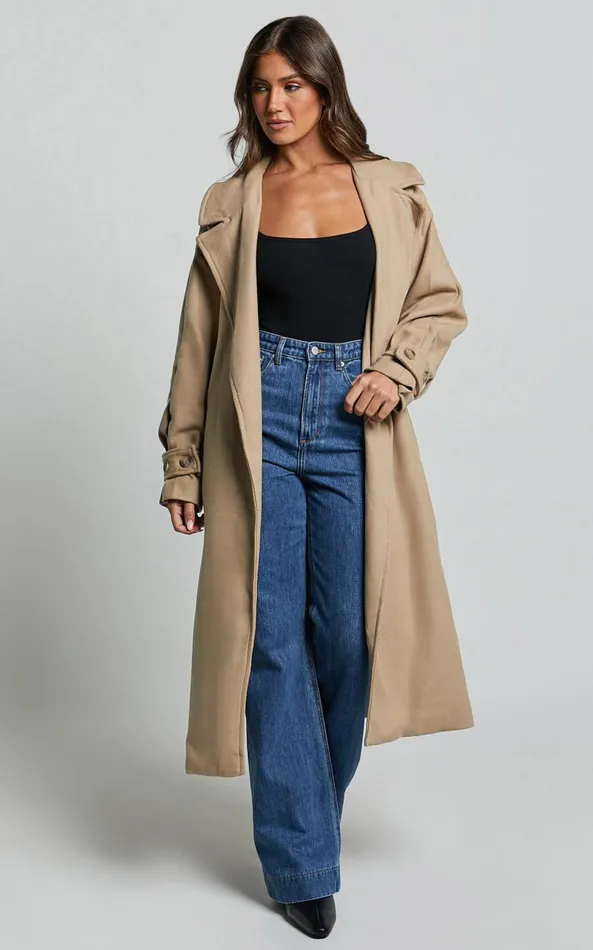 Showpo Mella Coat 8211 Belted Longline Coat In Camel Women Jackets and Coats