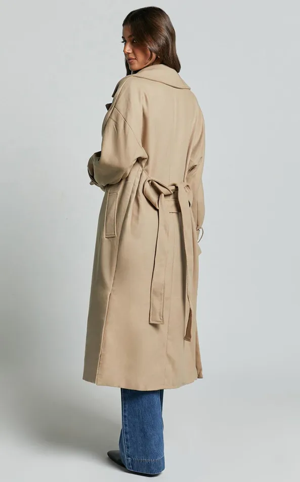 Showpo Mella Coat 8211 Belted Longline Coat In Camel Women Jackets and Coats