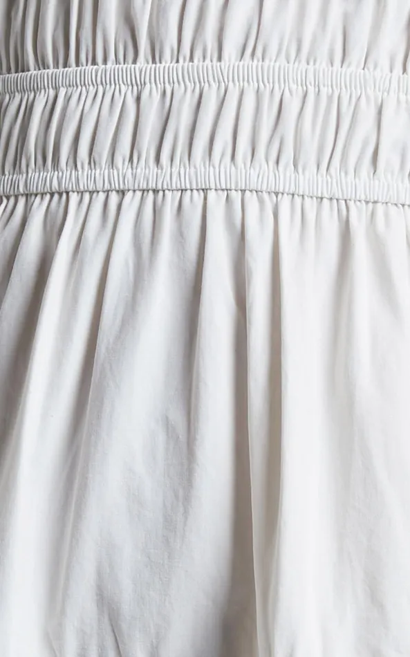 Showpo Mellie Midi Dress 8211 Puff Sleeve Plunge Tiered Dress In White Women Curve Clothes