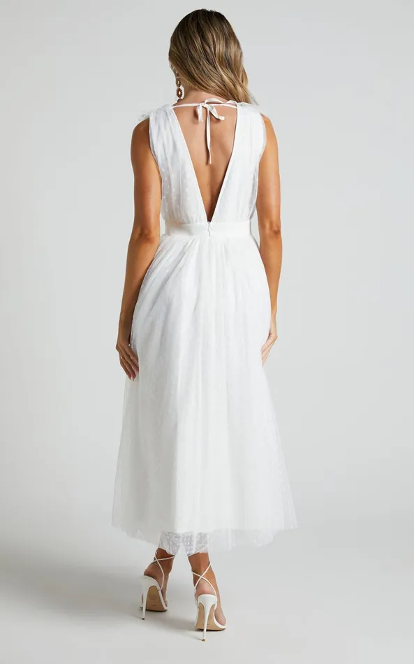 Showpo Meribel Midi Dress 8211 Plunge A Line Tie Back Dress In White Women Dresses Showpo Meribel Midi Dress 8211 Plunge A Line Tie Back Dress In White Women Dresses