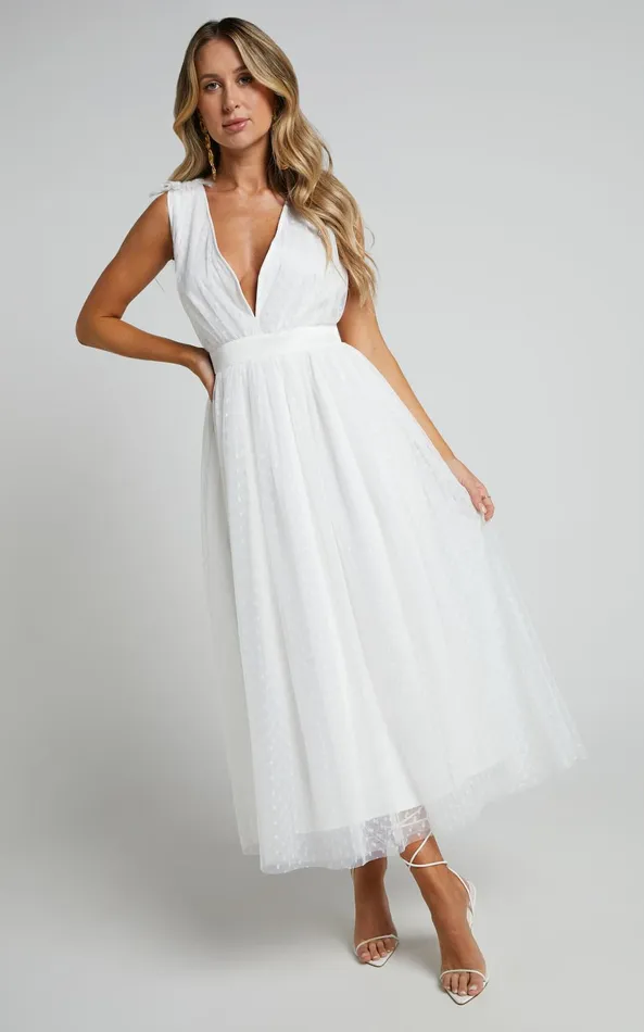 Showpo Meribel Midi Dress 8211 Plunge A Line Tie Back Dress In White Women Dresses Showpo Meribel Midi Dress 8211 Plunge A Line Tie Back Dress In White Women Dresses