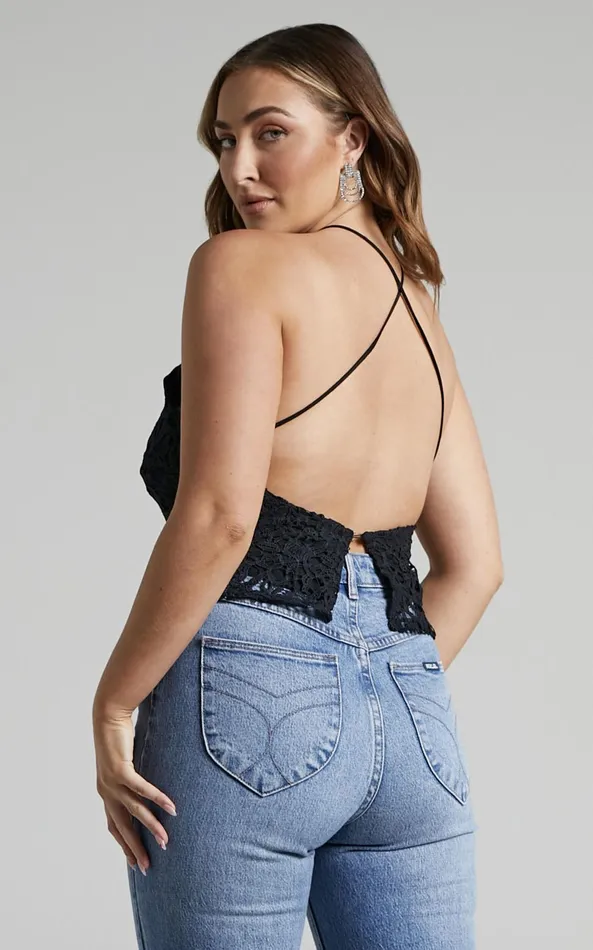 Showpo Merthiel Top 8211 Cross Back Top In Black Women Tops