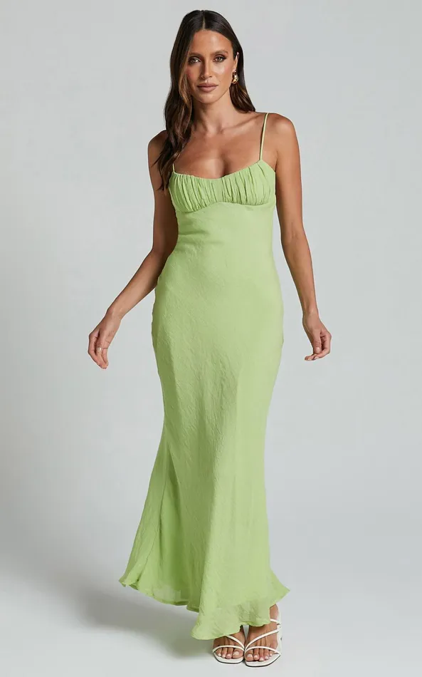 Showpo Micheella Maxi Dress 8211 Ruched Bust Sleeveless Slip Dress In Lime Women Dresses Showpo Micheella Maxi Dress 8211 Ruched Bust Sleeveless Slip Dress In Lime Women Dresses