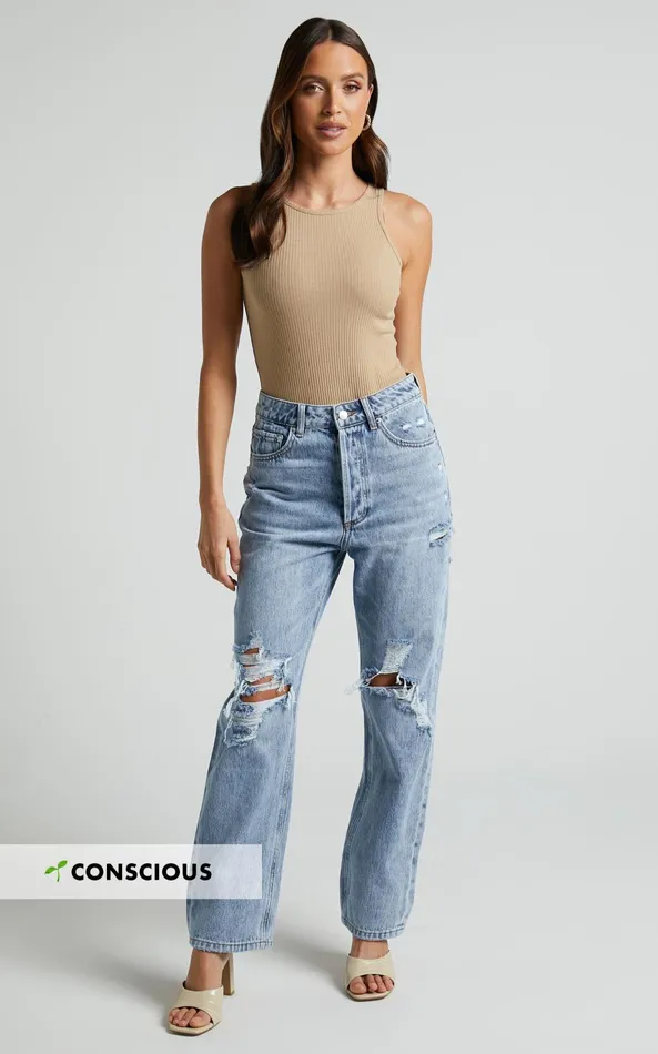 Showpo Miguel Jeans 8211 Straight Relaxed Ripped Denim Jeans In Light Blue Wash Women Denim Showpo Miguel Jeans 8211 Straight Relaxed Ripped Denim Jeans In Light Blue Wash Women Denim