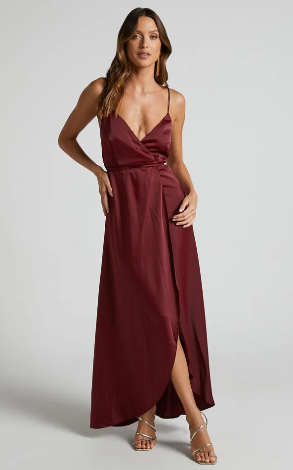 Showpo Mine Would Be You Midi Dress 8211 Wrap Dress In Wine Women Dresses