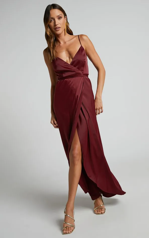 Showpo Mine Would Be You Midi Dress 8211 Wrap Dress In Wine Women Dresses