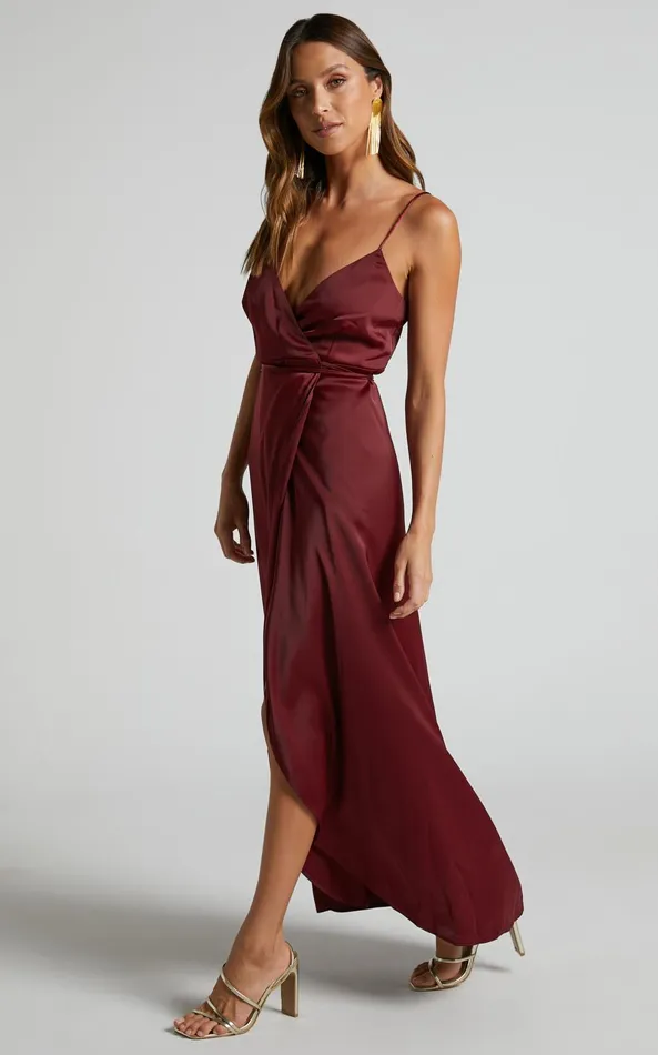 Showpo Mine Would Be You Midi Dress 8211 Wrap Dress In Wine Women Dresses